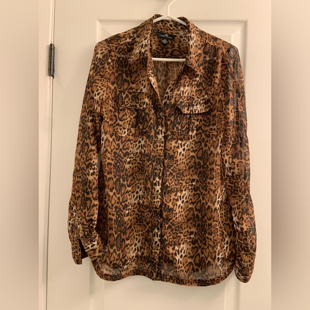 River Island Leopard Print Button Down Shirt